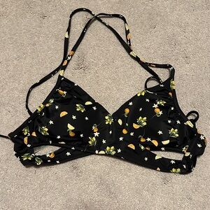 Victoria’s Secret PINK black lemons and oranges Bikini Top